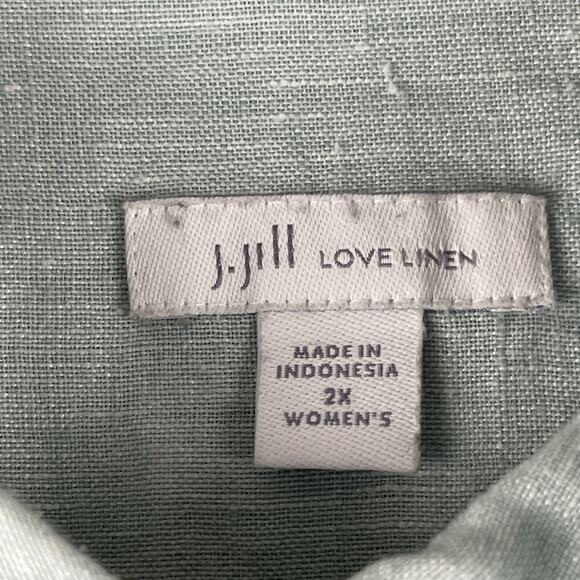 J Jill Love Linen Tunic Top Womens 2X Pale Green Coastal Relaxed Beachy - Picture 4 of 15